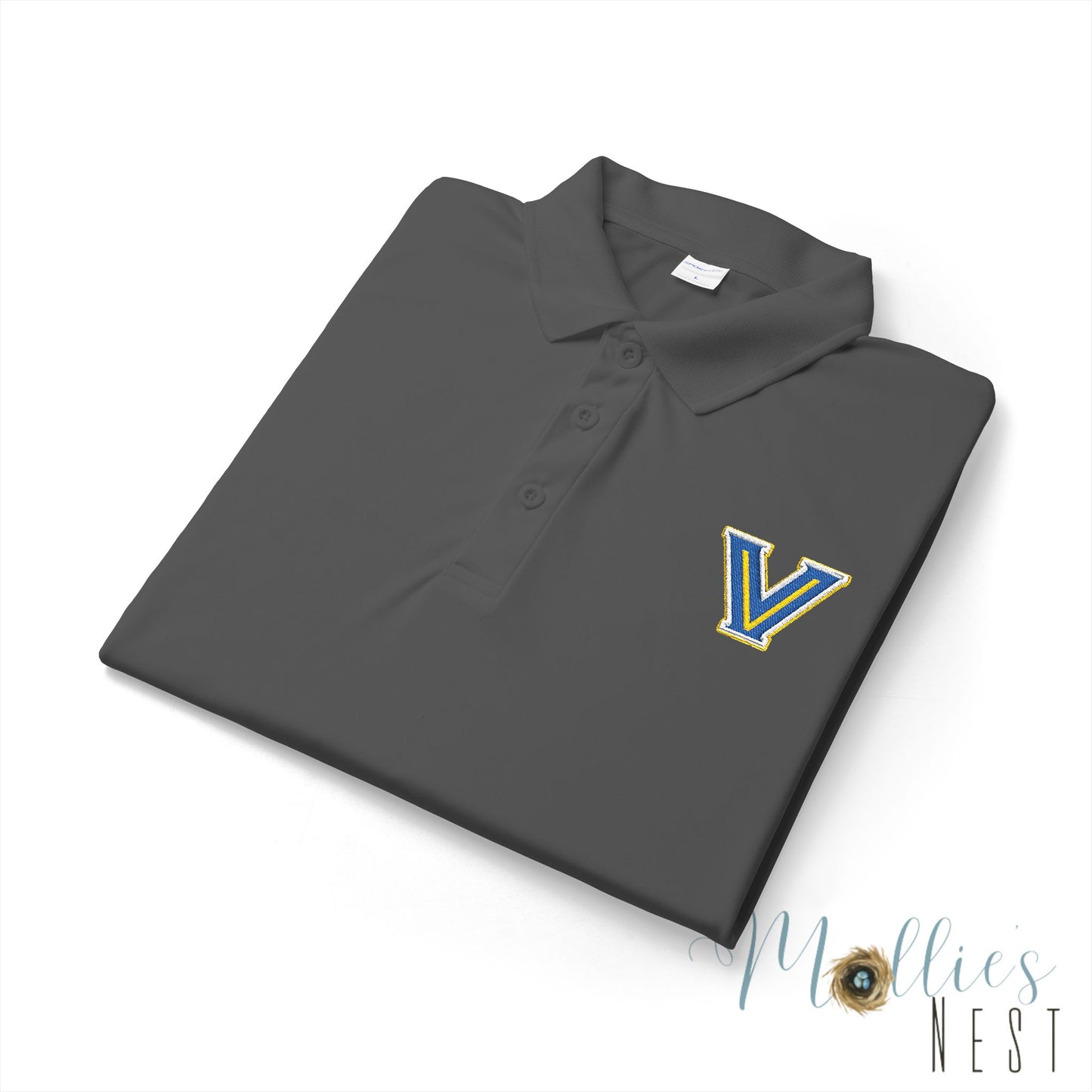 Embroidered V - Valley View Blazers Logo Performance Polo — Moisture-Wicking Sport Shirt