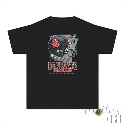 YOUTH - Bearcats Gameday Football T-Shirt — Brookland, Arkansas Helmet Graphic