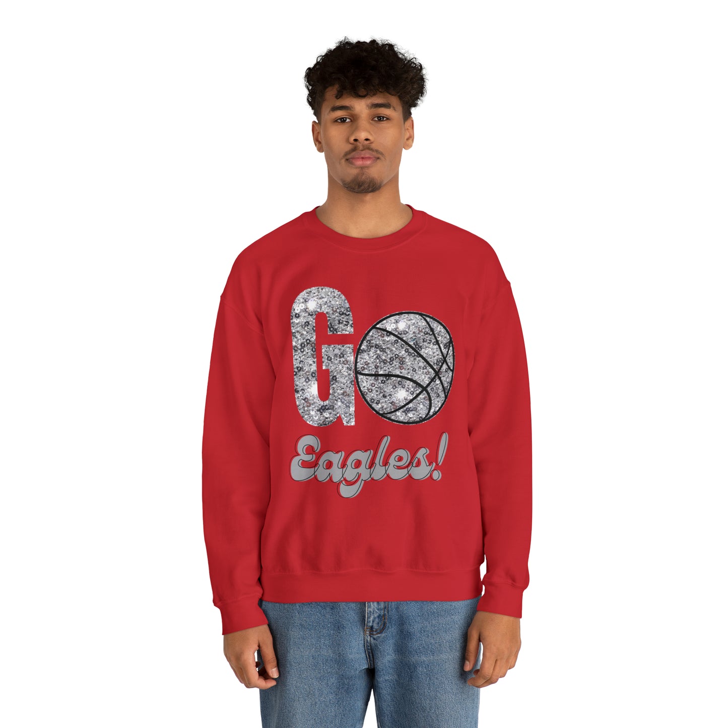 Eagles Faux* Glitter Basketball Heavy Blend™ Crewneck Sweatshirt