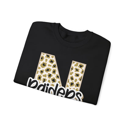 Nettleton Raiders Leopard Initial N Crewneck Sweatshirt. ADULT