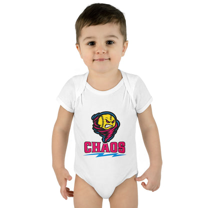 Chaos Softball Baby Bodysuit — Cute Sports Mascot Infant Onesie