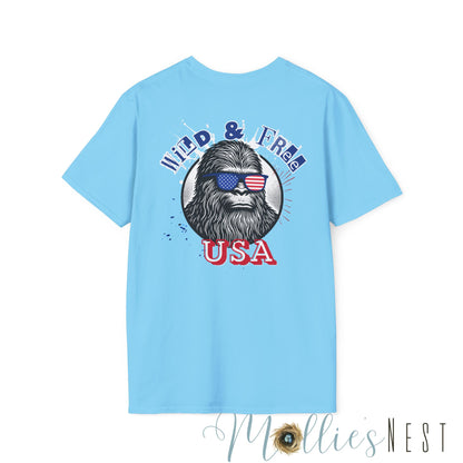 Wild & Free Unisex T-Shirt, Sasquatch, 4th of July. MANNLY BRAND