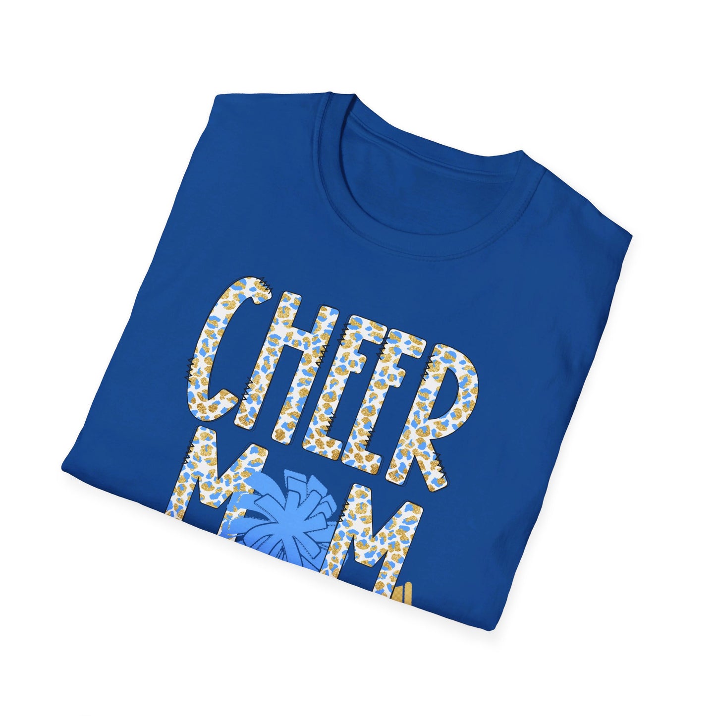 Cheer Mom. Blue & Gold Softstyle T-Shirt