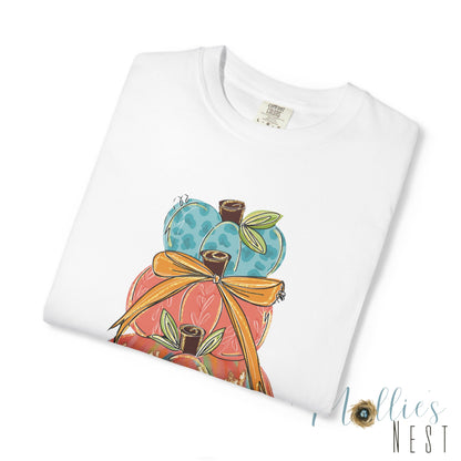 Pumpkin Stack T-Shirt — Handpainted Fall Pumpkin Stack Graphic Tee