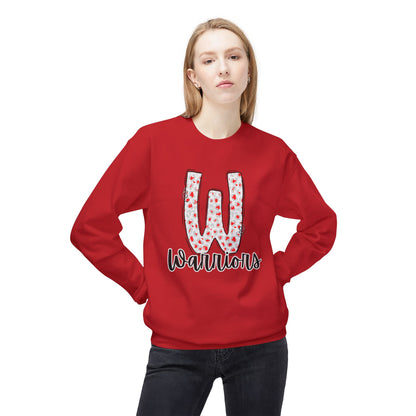 Warriors Fleece Sweatshirt - ADULT. Red/White Leopard