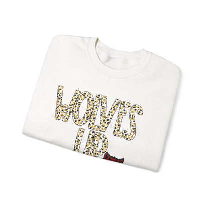 Wolves Up Leopard Print Sweatshirt | Unisex Heavy Blend™ Crewneck