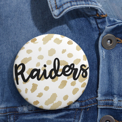 Raiders Leopard Print Pin Button — Custom Team Logo Button 1