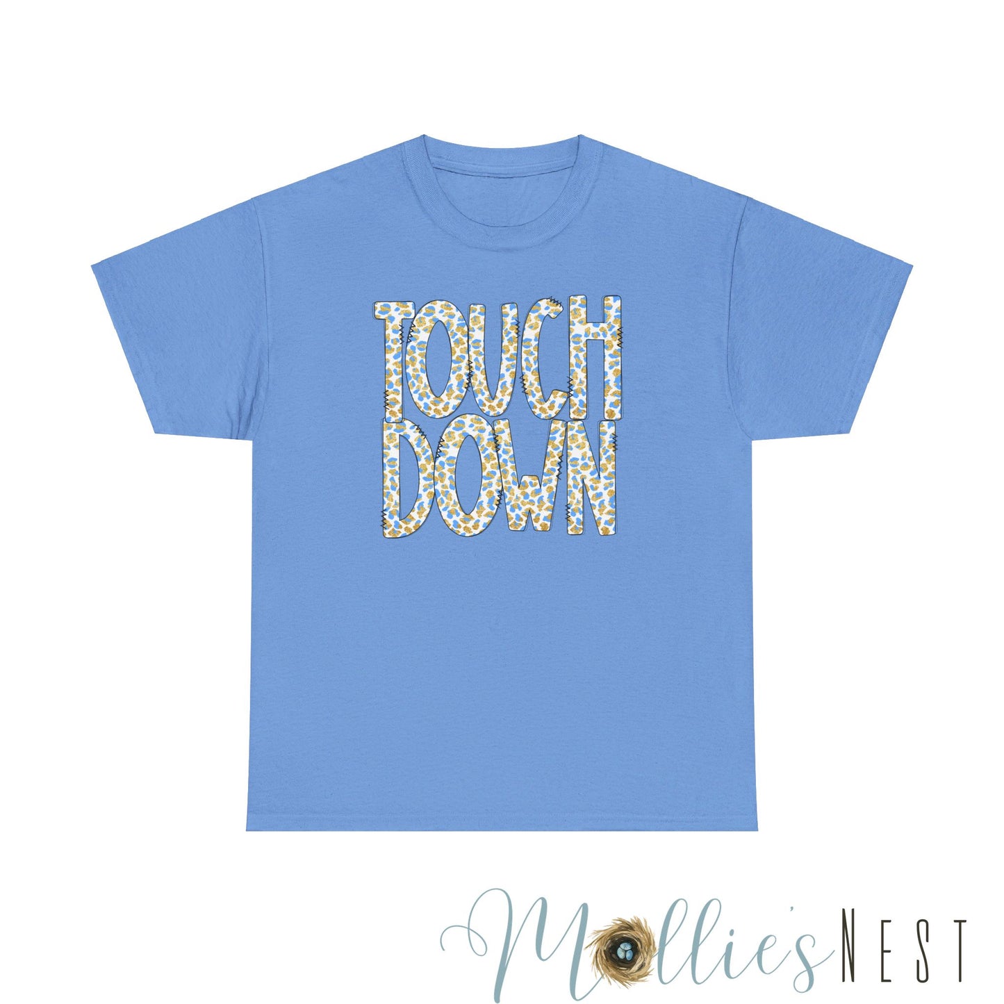 Touchdown. Leopard Blue & Gold Heavy Cotton Tee