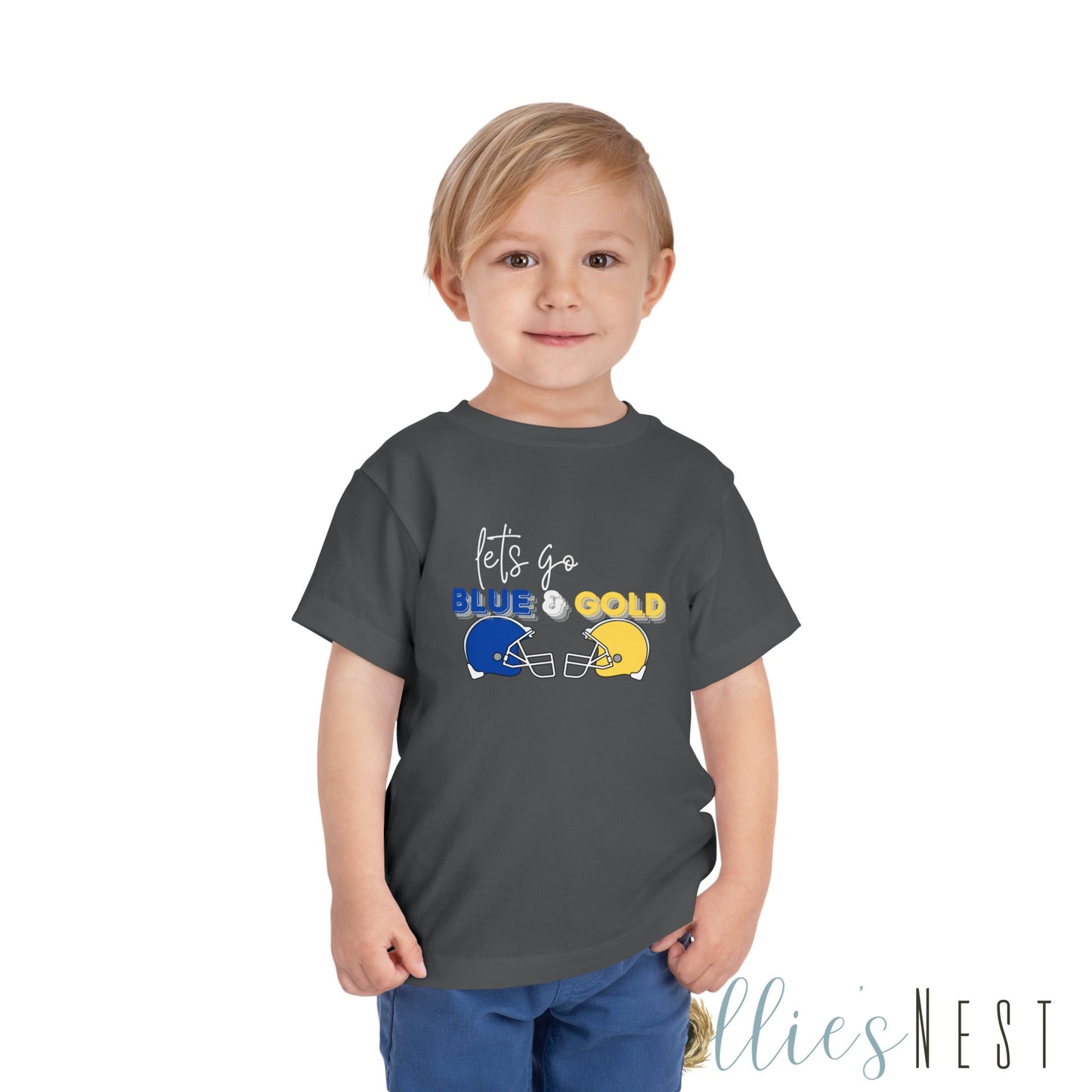 Toddler Blue & Gold Football Short Sleeve Tee