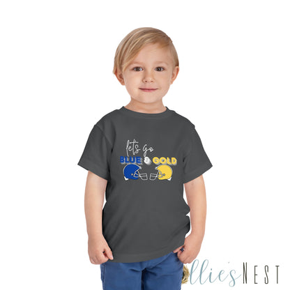 Toddler Blue & Gold Football Short Sleeve Tee