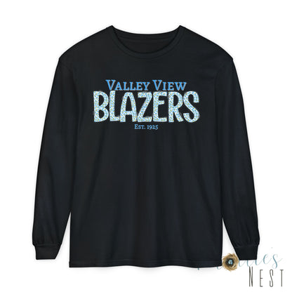 Valley View Blazers Long Sleeve Tee Leopard — Vintage School Spirit Shirt