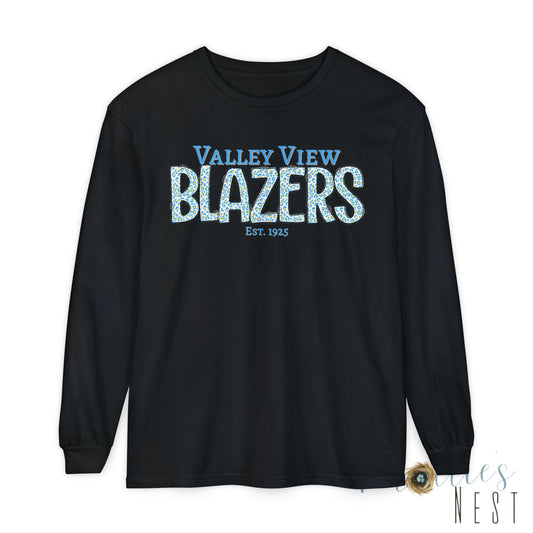 Valley View Blazers Long Sleeve Tee Leopard — Vintage School Spirit Shirt