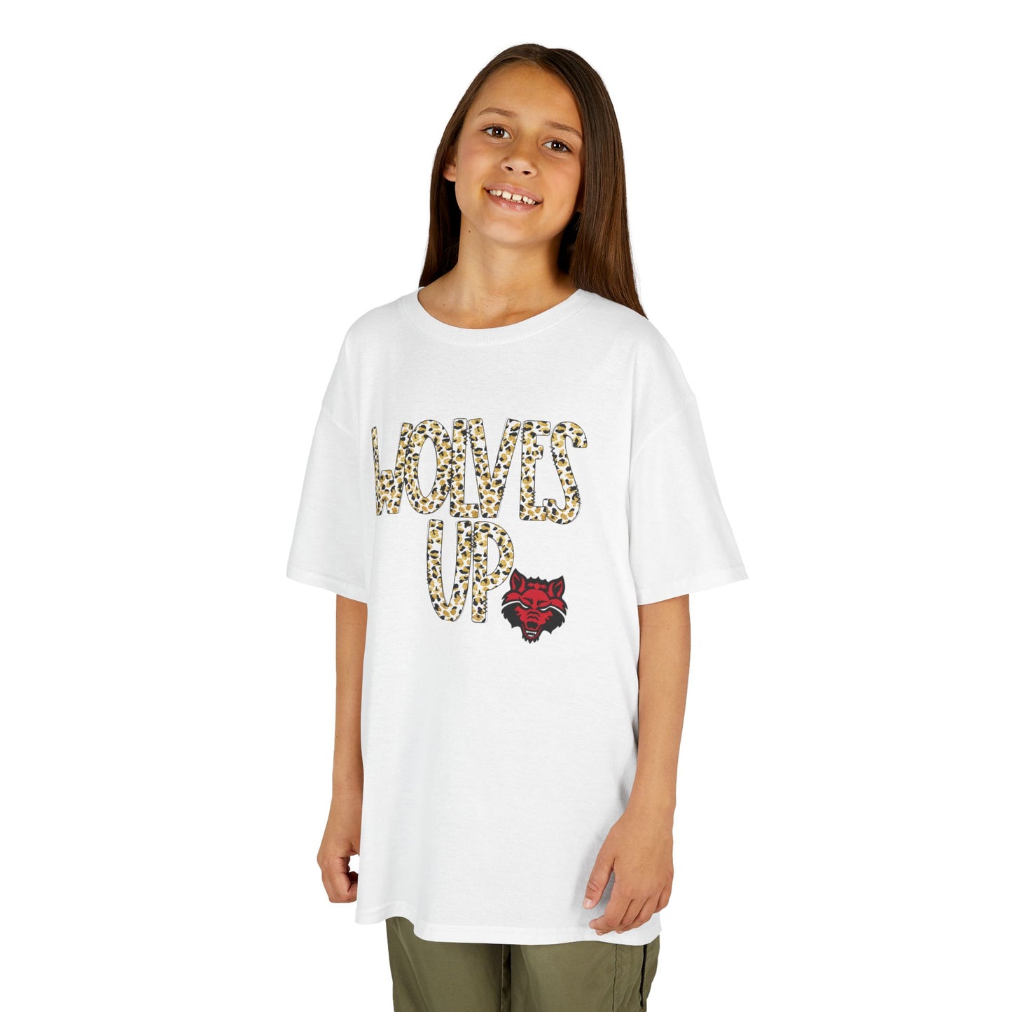 Kids Graphic Tee - "Wolves Up!"  Cotton Shirt, Team Spirit Apparel