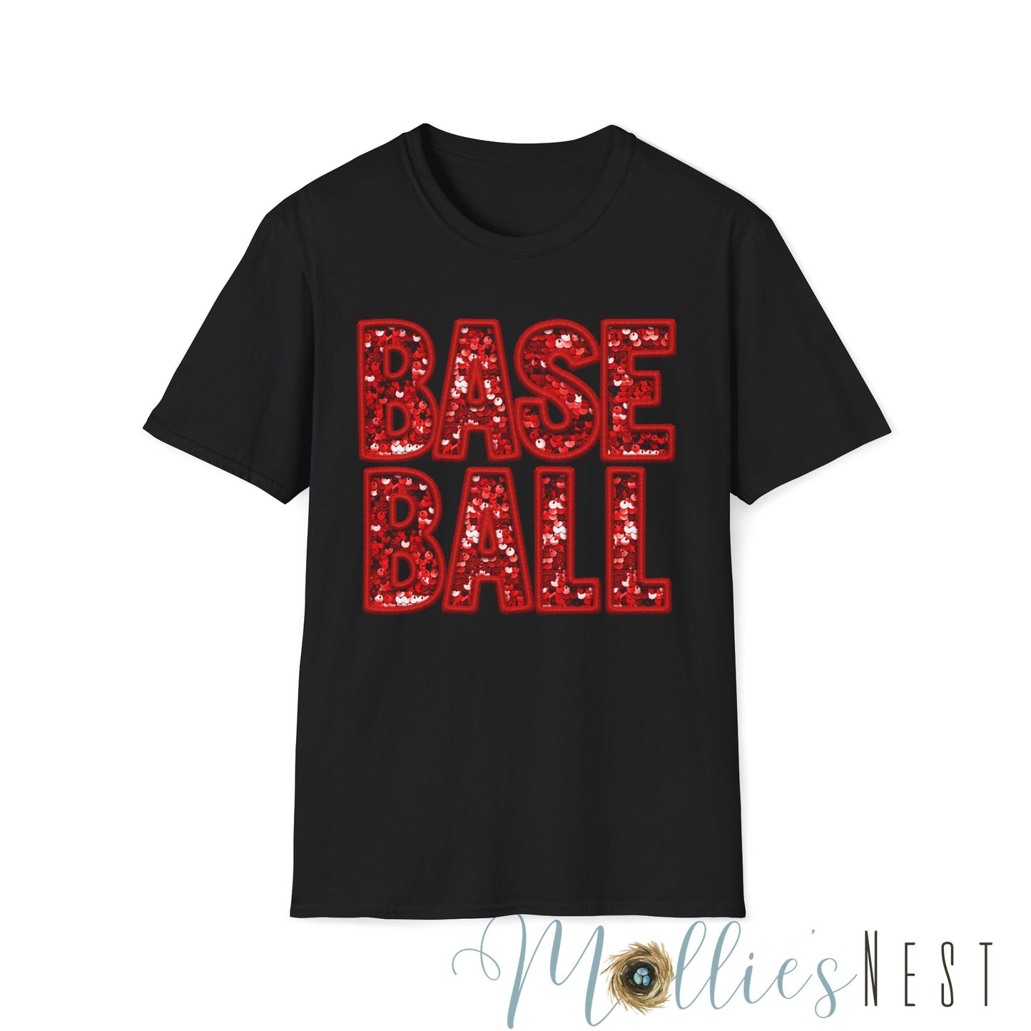 Baseball FAUX Glitter Unisex Softstyle T-Shirt - Perfect for Fans and Players