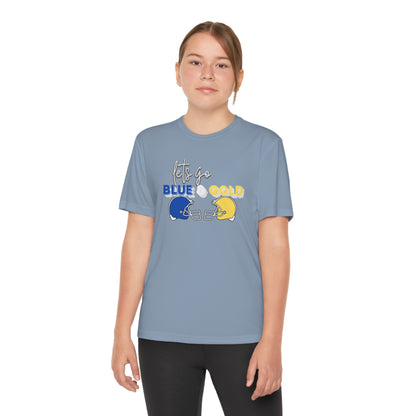 Youth Blue & Gold Football. DRIFIT Competitor Tee