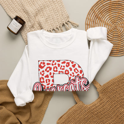 Adult. Brookland Bearcats Leopard Print "B" Crewneck Sweatshirt
