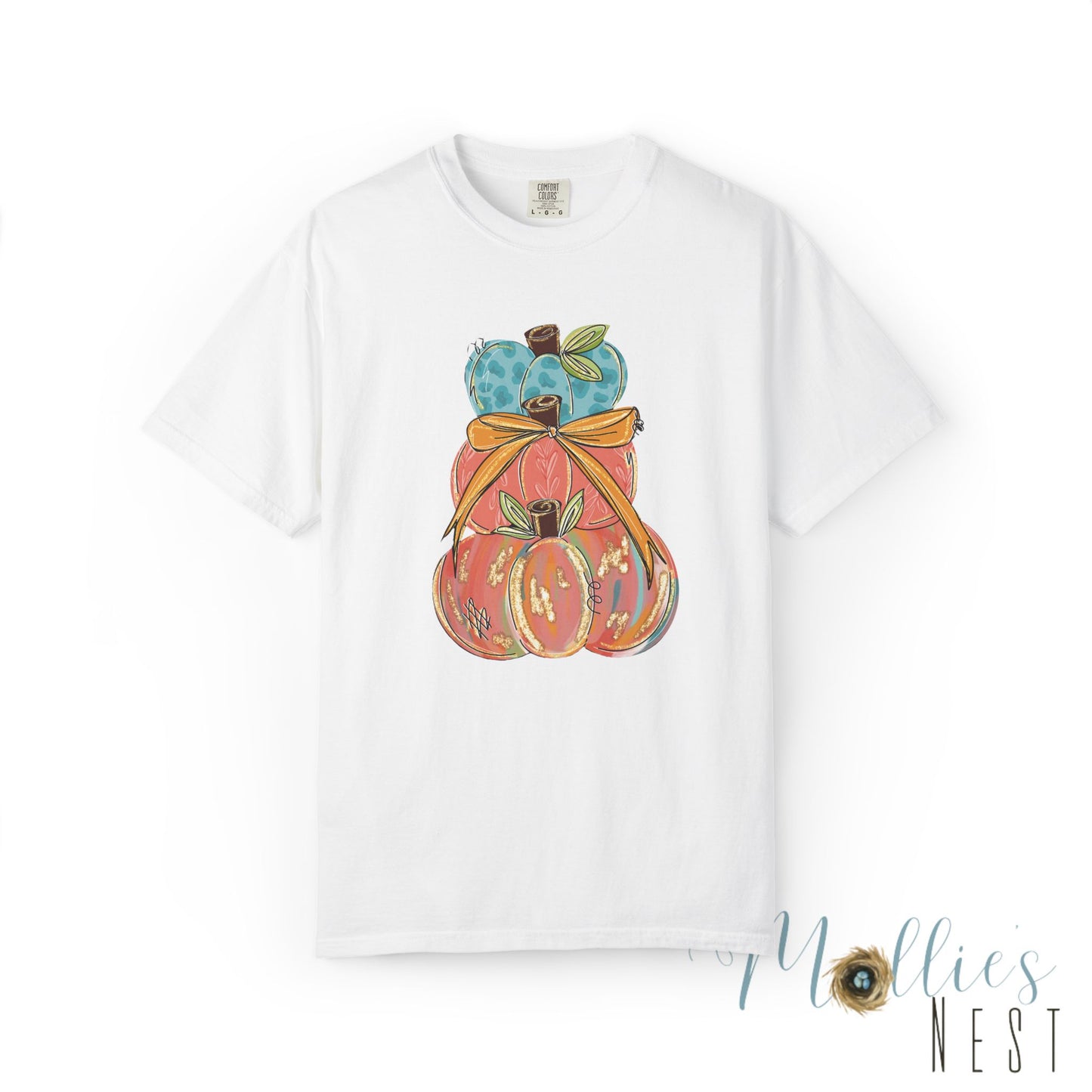 Pumpkin Stack T-Shirt — Handpainted Fall Pumpkin Stack Graphic Tee