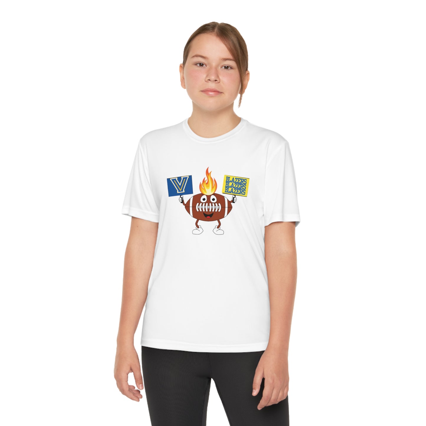 Youth Valley View Flame Football. Competitor Tee (Front Design Only)