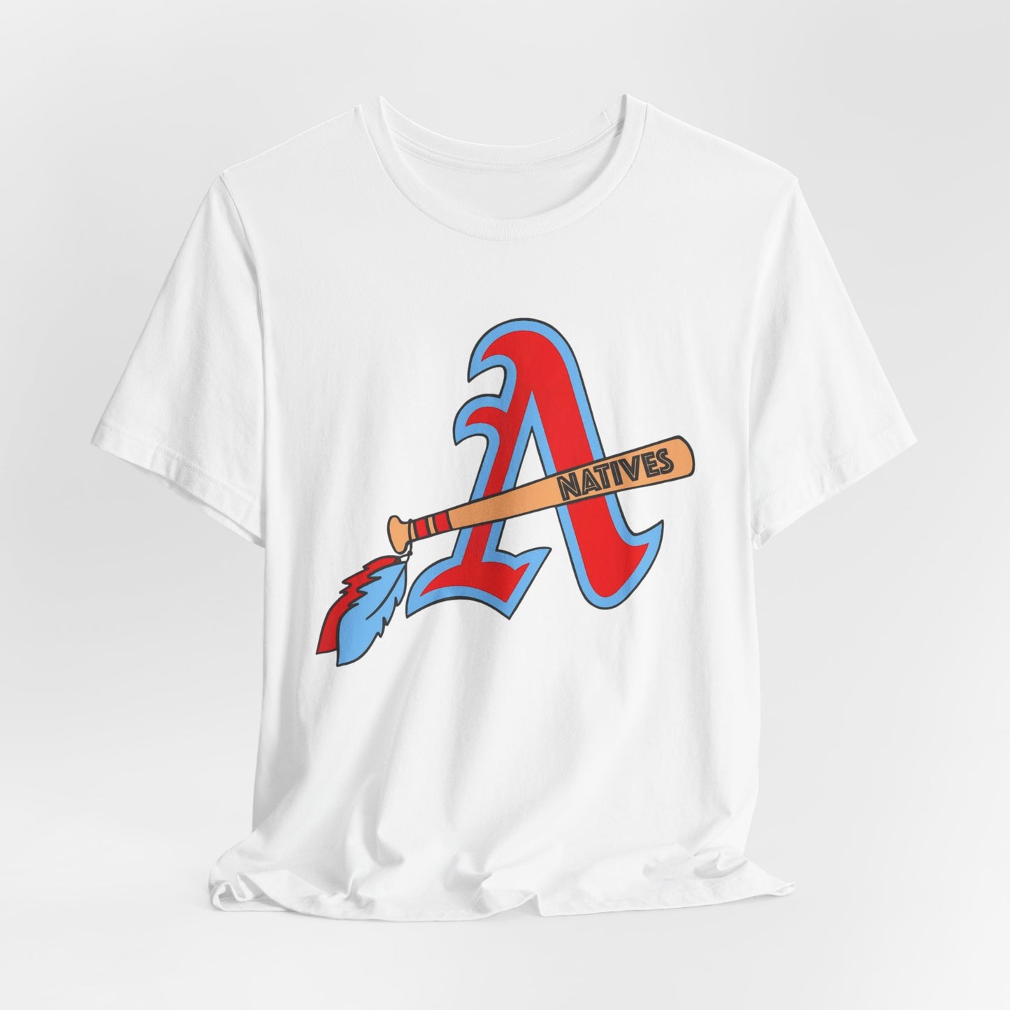 Natives Baseball Tee — Retro A with Tomahawk Graphic