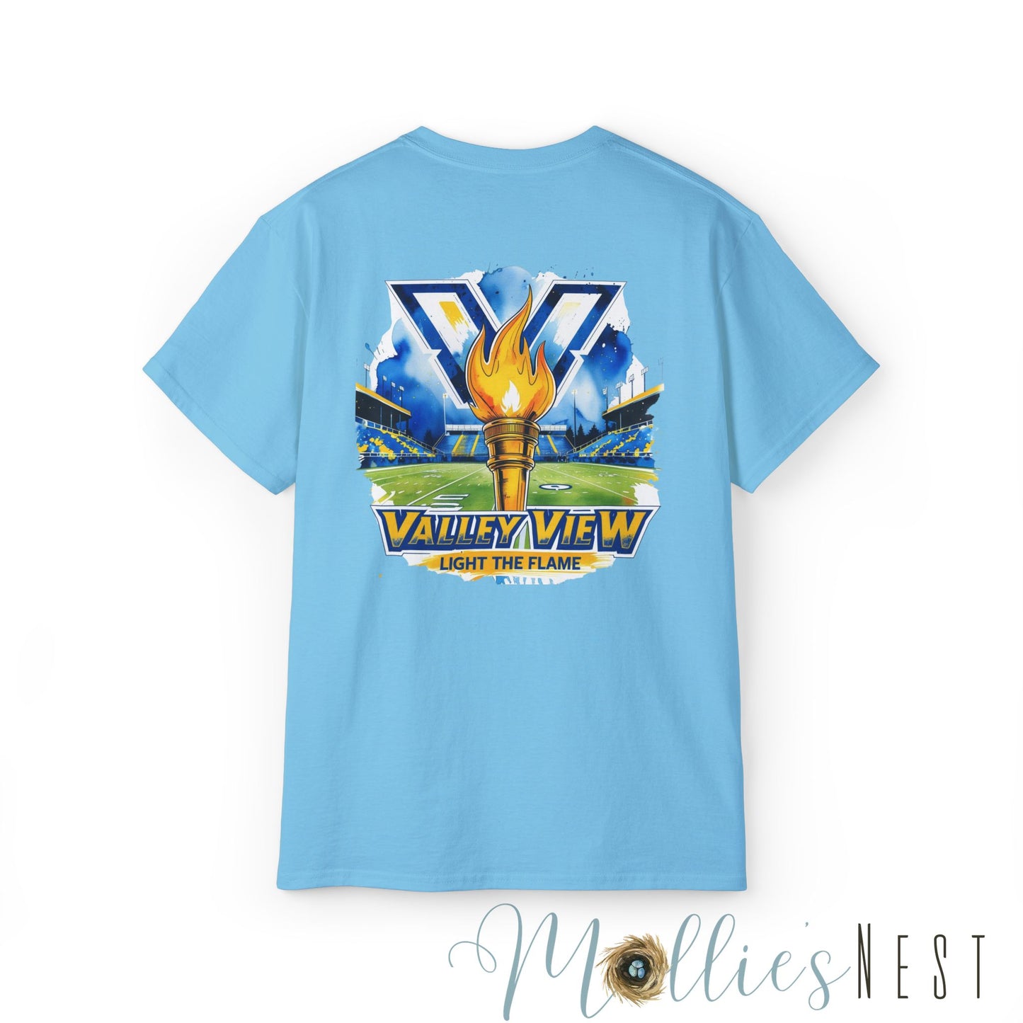 ADULT. Valley View Light the Flame Unisex Cotton Tee, Casual T-Shirt - Football - School Spirit