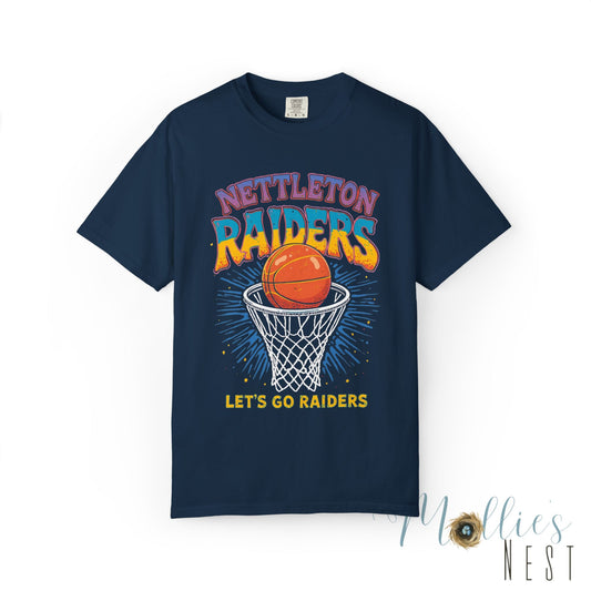 Unisex Basketball T-Shirt - 'Nettleton Raiders' Retro Basketball- Perfect for Game Day, Sports Events, Gift, Retro Vibe, Casual Wear