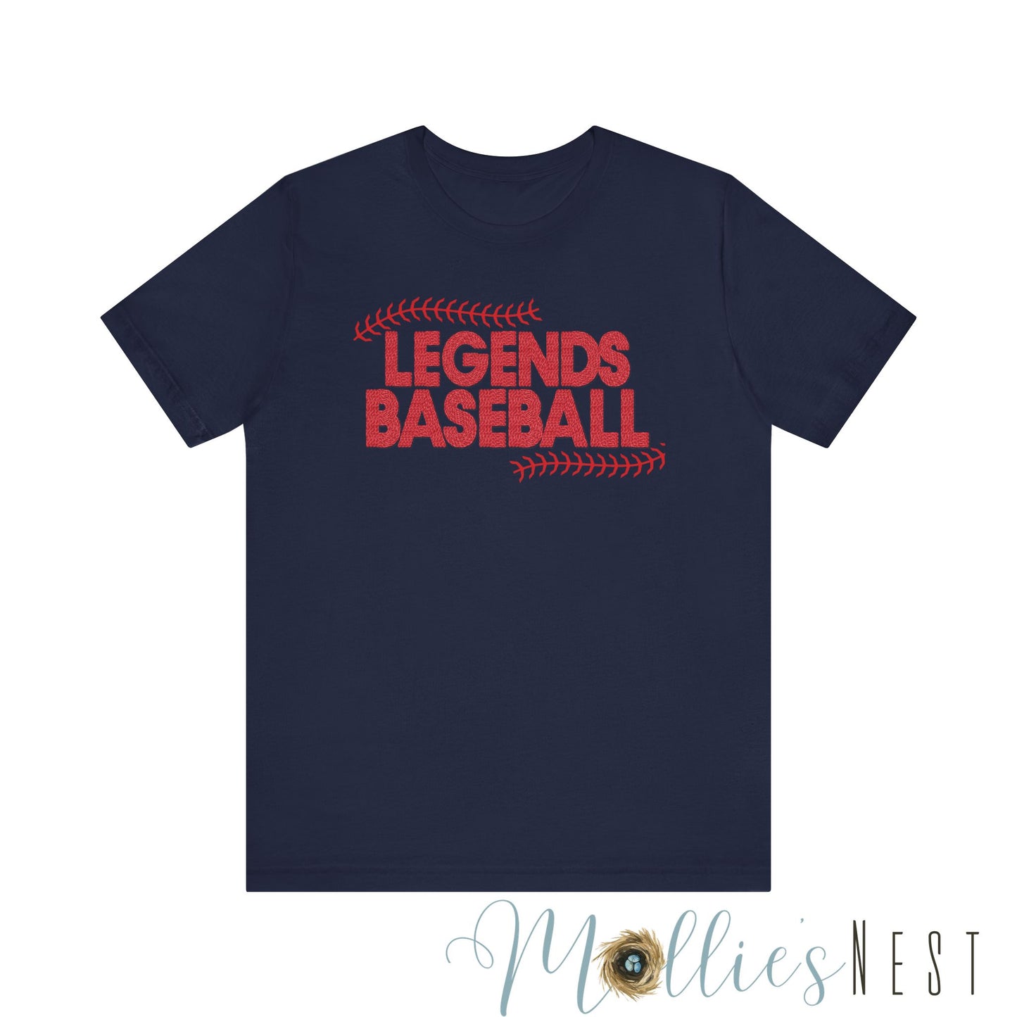 Unisex Jersey Short Sleeve Tee. LEGENDS BASEBALL FAUX EMBROIDERY