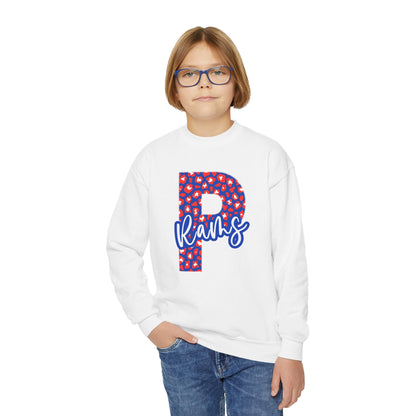 Youth Paragould Rams. Leopard "P" Crewneck Sweatshirt