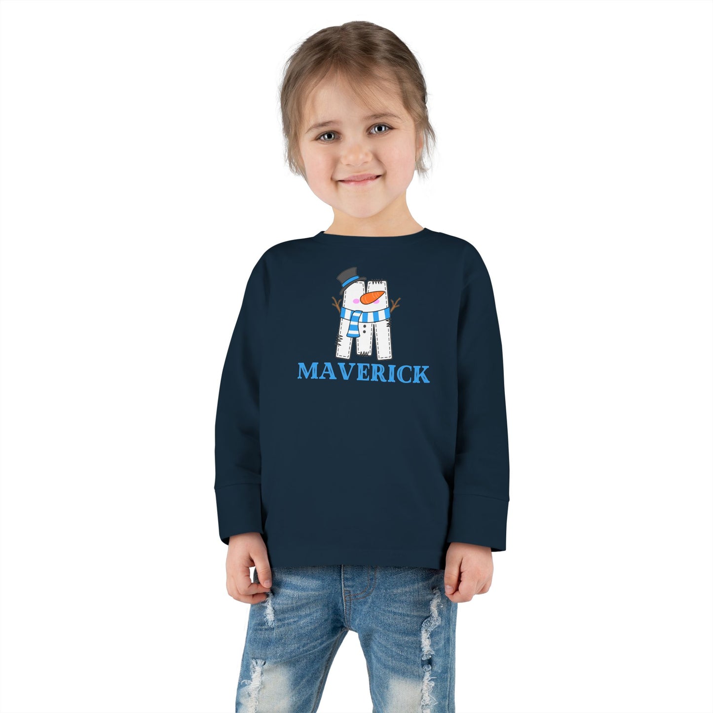 Toddler Long Sleeve Tee. SNOWMAN NAME