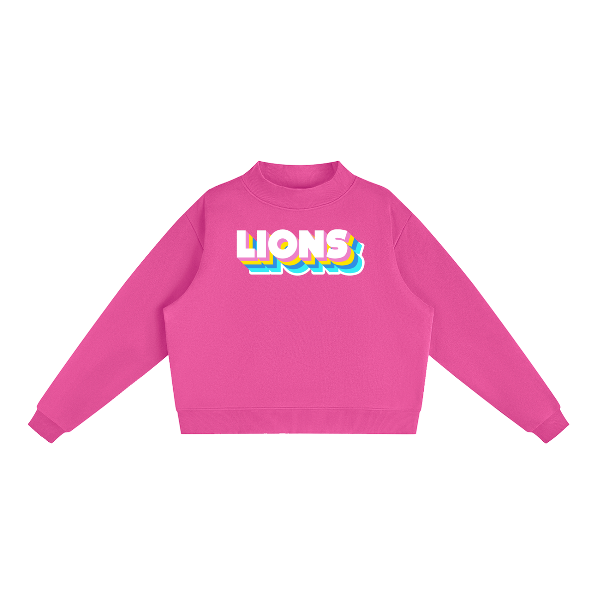 Essential Fleece Mock-Neck Crew Sweatshirt - Lions Neon