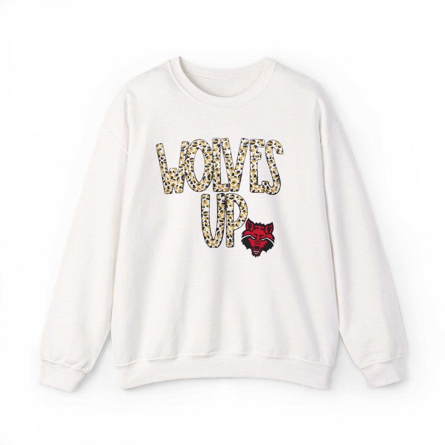 Wolves Up Leopard Print Sweatshirt | Unisex Heavy Blend™ Crewneck
