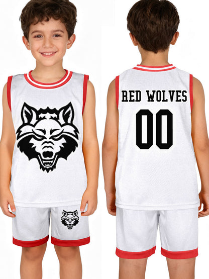 Red Wolves Children's Basketball Jersey Set