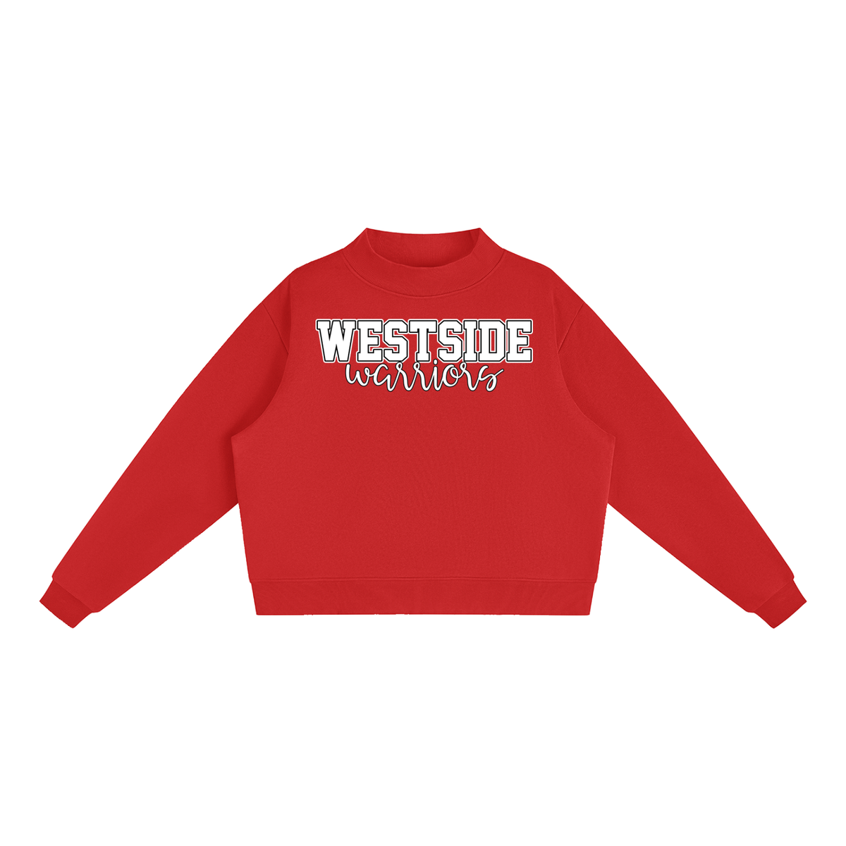 Essential Fleece Mock-Neck Crew Sweatshirt - Westside Warriors. Red