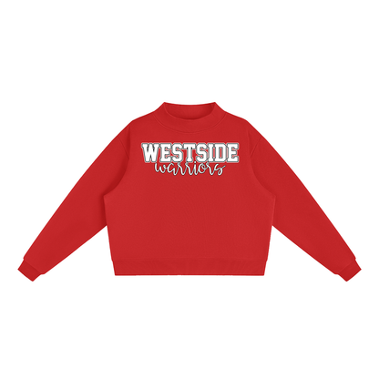 Essential Fleece Mock-Neck Crew Sweatshirt - Westside Warriors. Red