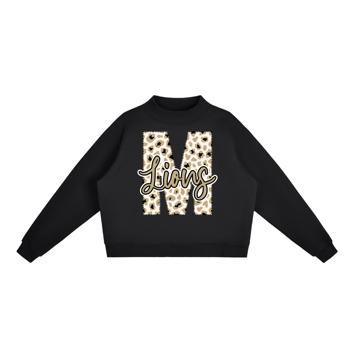 Essential Fleece Mock-Neck Crew Sweatshirt - Manila Lions Leopard M