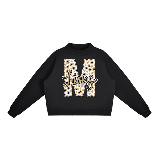 Essential Fleece Mock-Neck Crew Sweatshirt - Manila Lions Leopard M