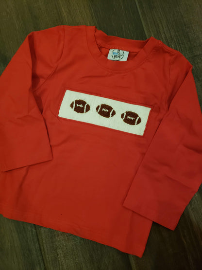 Preorder- Red Football Smocked Shirt