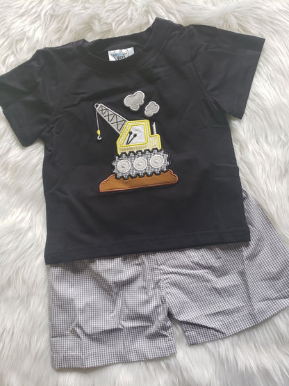 Preorder- Gray Gingham Cotton Short