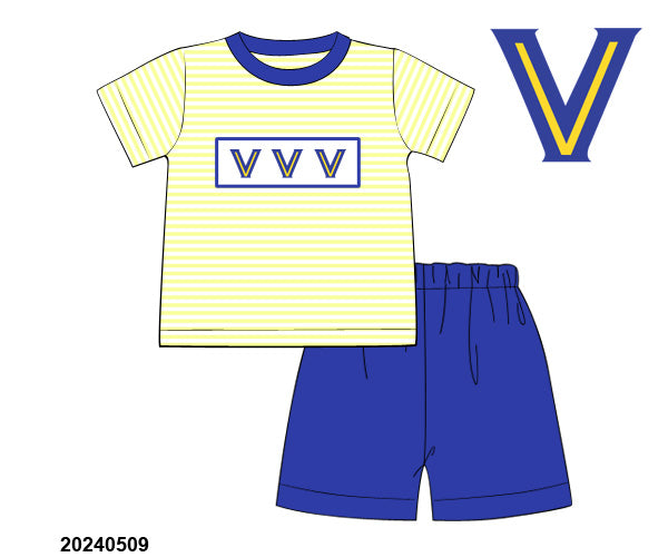 Preorder - Valley View Smocked Striped Knit Short Set School Spirit