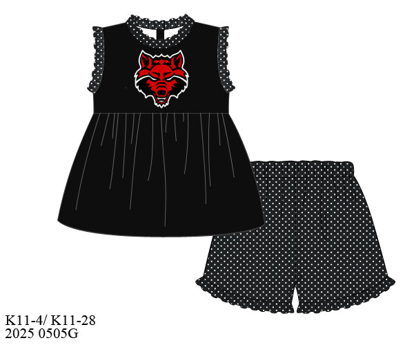 Preorder - Red Wolves Appliqué Short Set