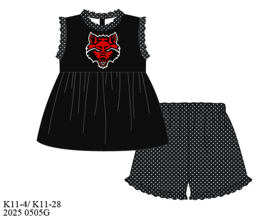Preorder - Red Wolves Appliqué Short Set