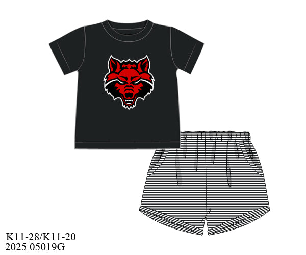 PO9 -  Red Wolves Applique Short Set