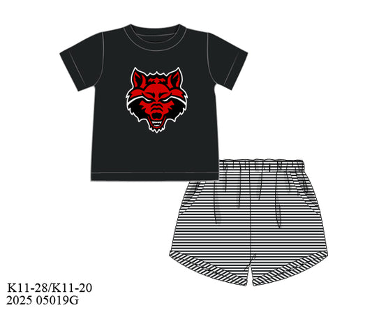 PO9 -  Red Wolves Applique Short Set