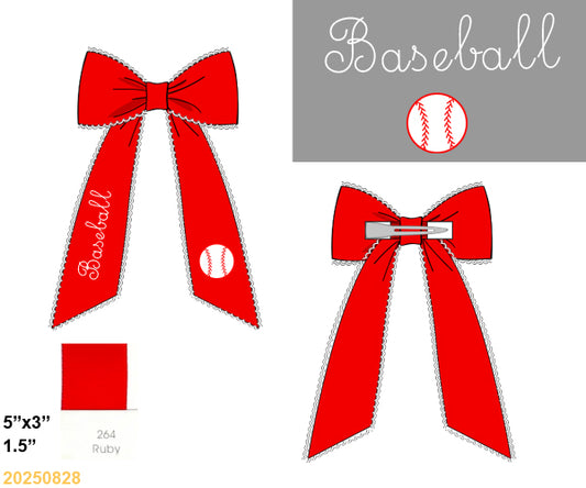 Embroidered Bow - Baseball