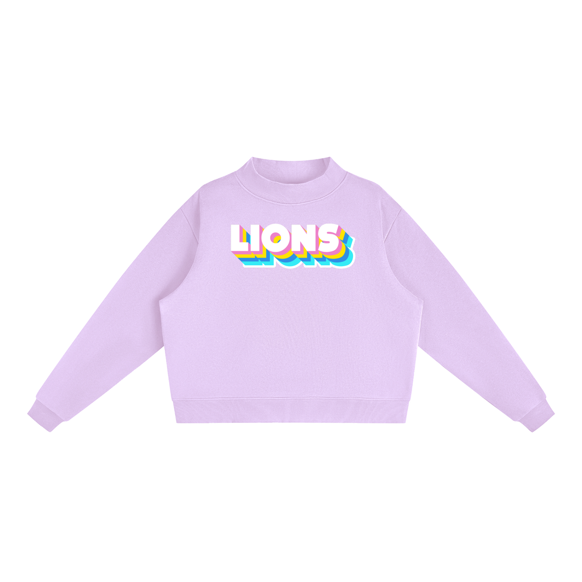 Essential Fleece Mock-Neck Crew Sweatshirt - Lions Neon