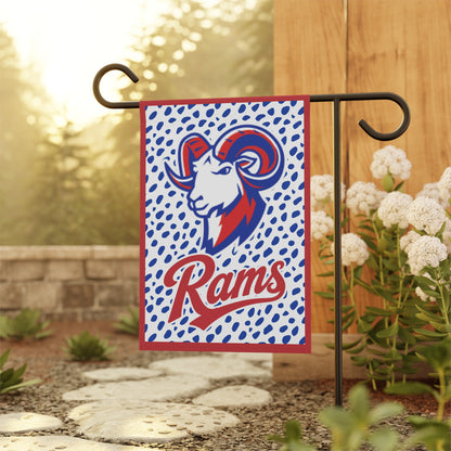 Rams Yard Mascot Flag - Red & Blue Mascot Home Banner