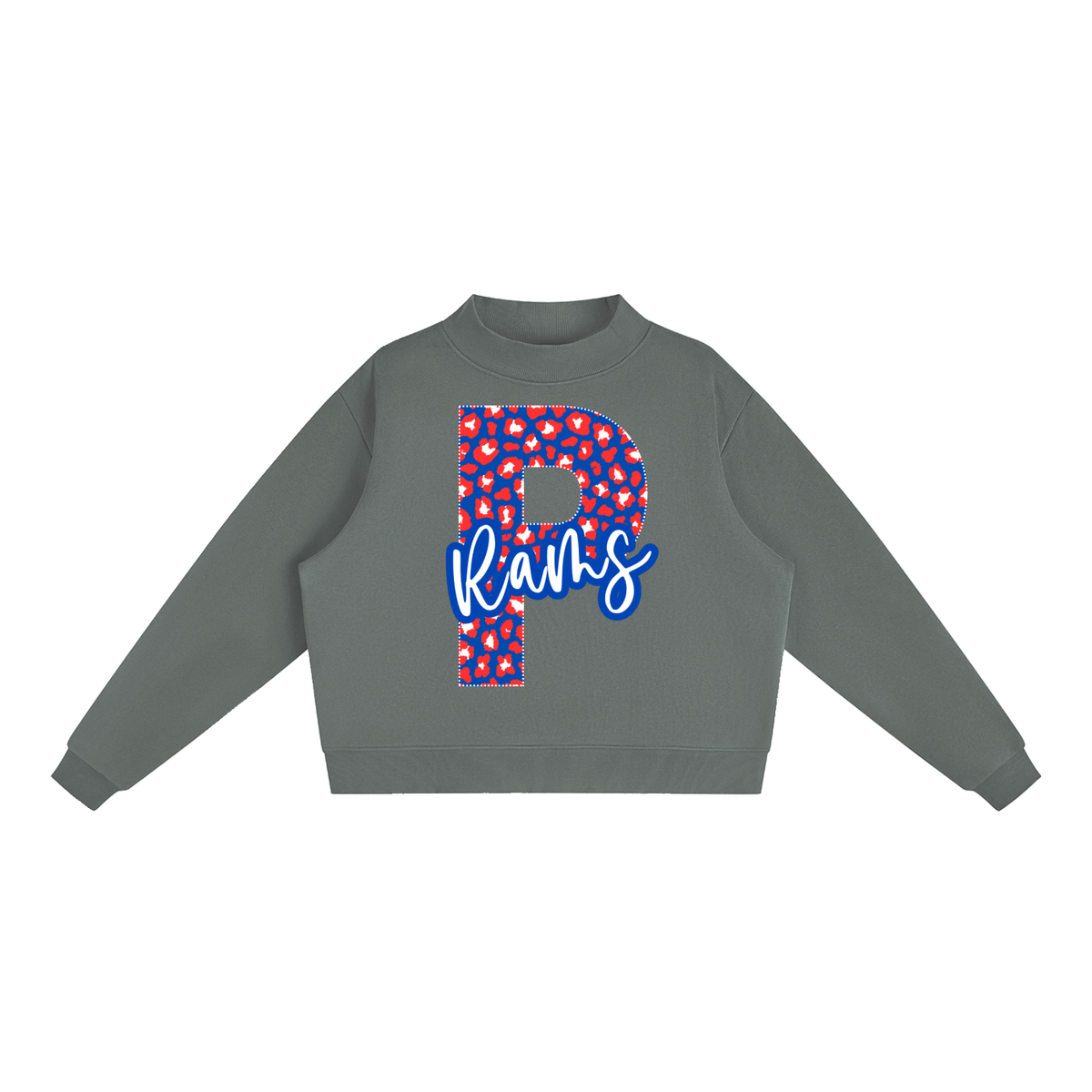 Essential Fleece Mock-Neck Crew Sweatshirt - Paragould Rams "P" Leopard