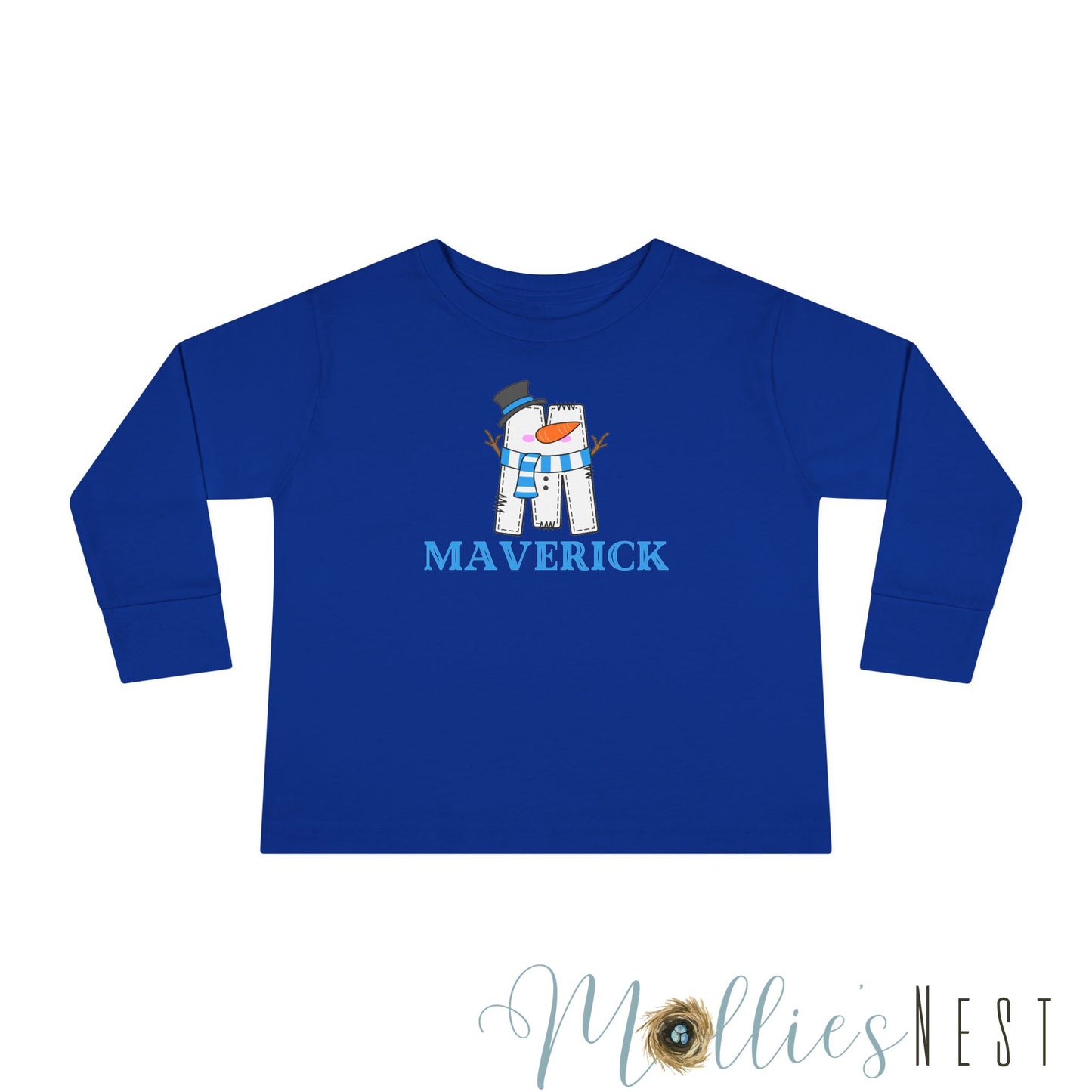 Toddler Long Sleeve Tee. SNOWMAN NAME