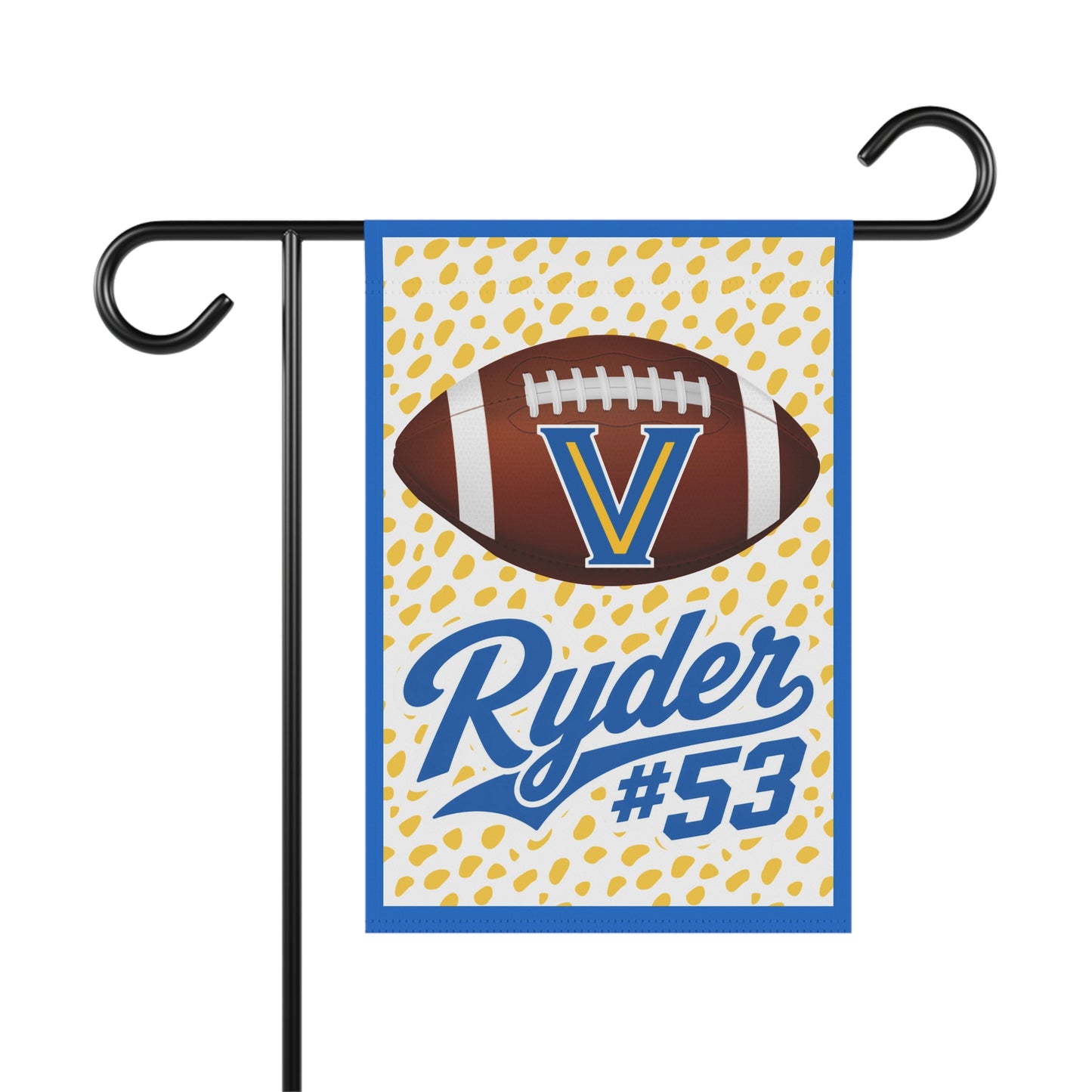 Personalized Football Yard Flag — "Ryder #53" Valley View