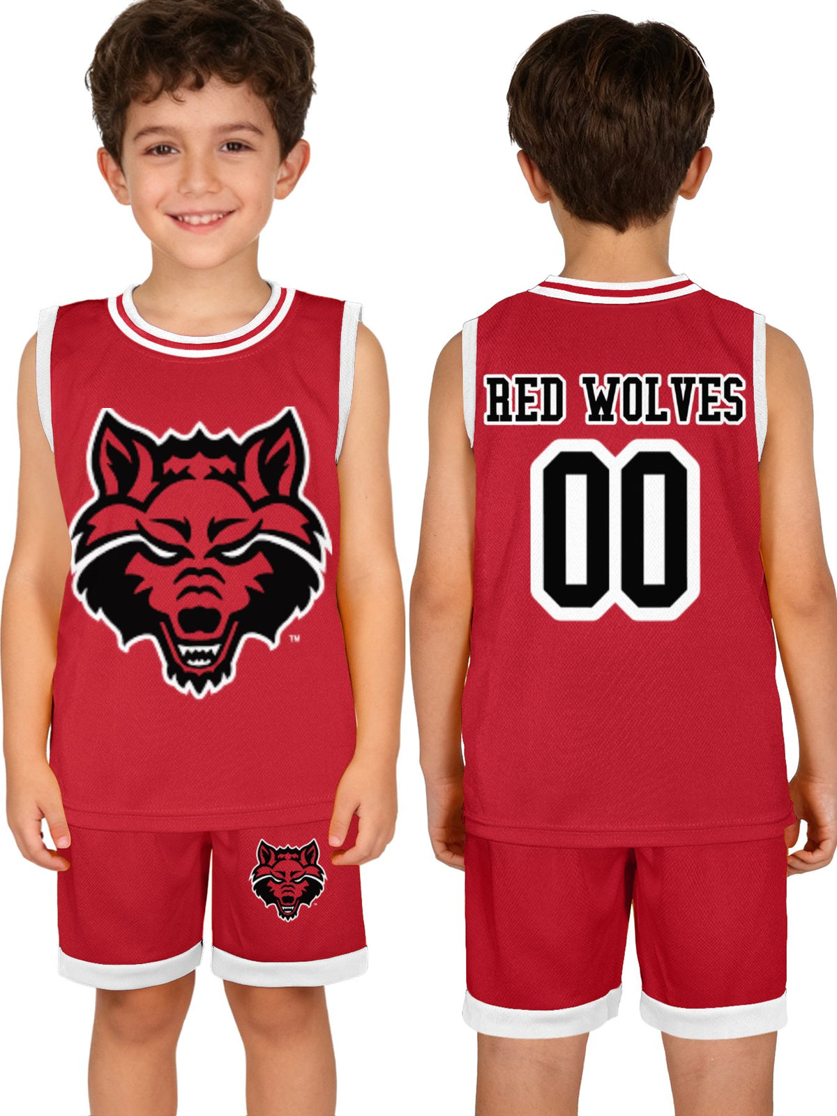 Red Wolves Children's Basketball Jersey Set