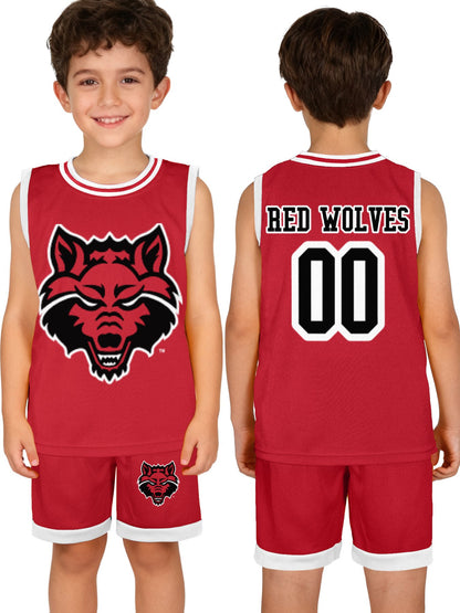 Red Wolves Children's Basketball Jersey Set